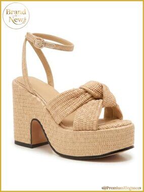 Raffia Woven Platform Heeled Sandals
